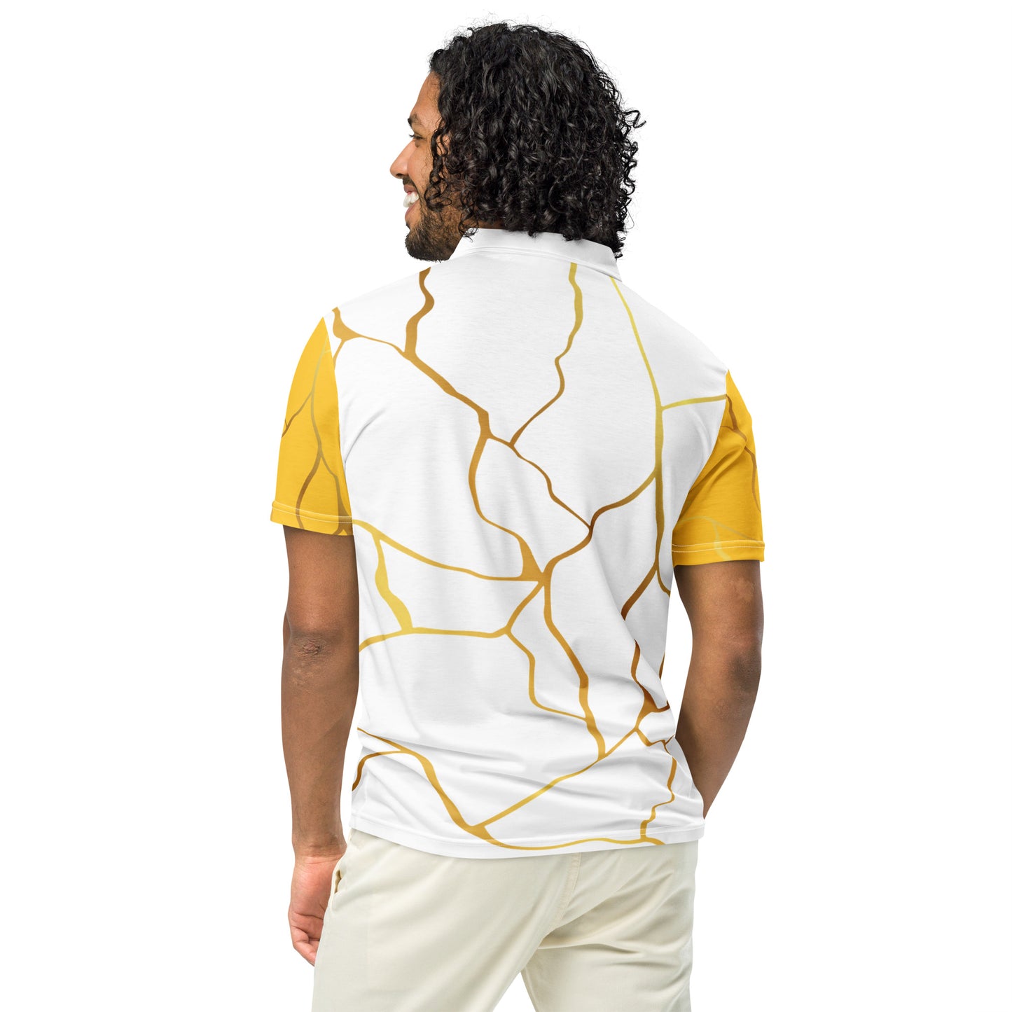 Polo cintré homme Prestige™ Blanc Jaune et Or Filament