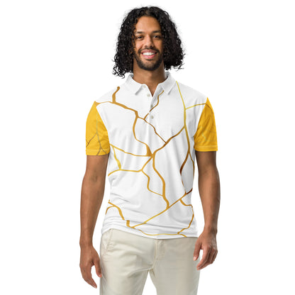 Polo cintré homme Prestige™ Blanc Jaune et Or Filament