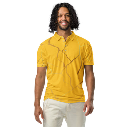 Tailliertes Herren-Poloshirt aus Prestige™-Filament in Gelb und Gold