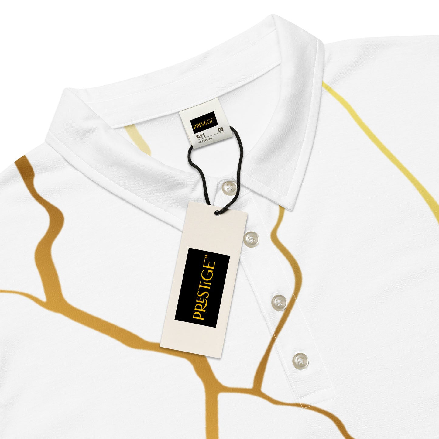 Polo cintré homme Prestige™ Blanc Jaune et Or Filament