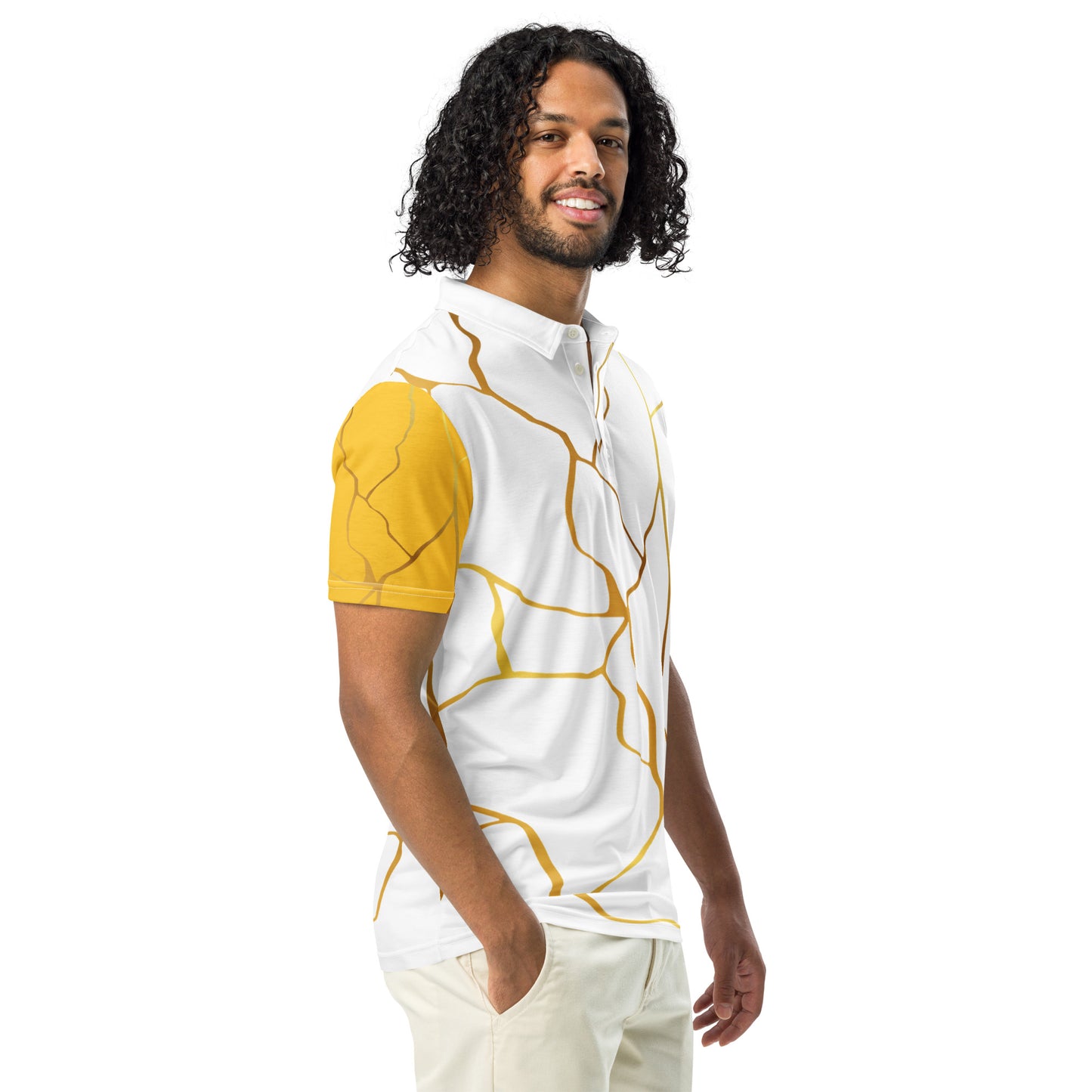 Polo cintré homme Prestige™ Blanc Jaune et Or Filament