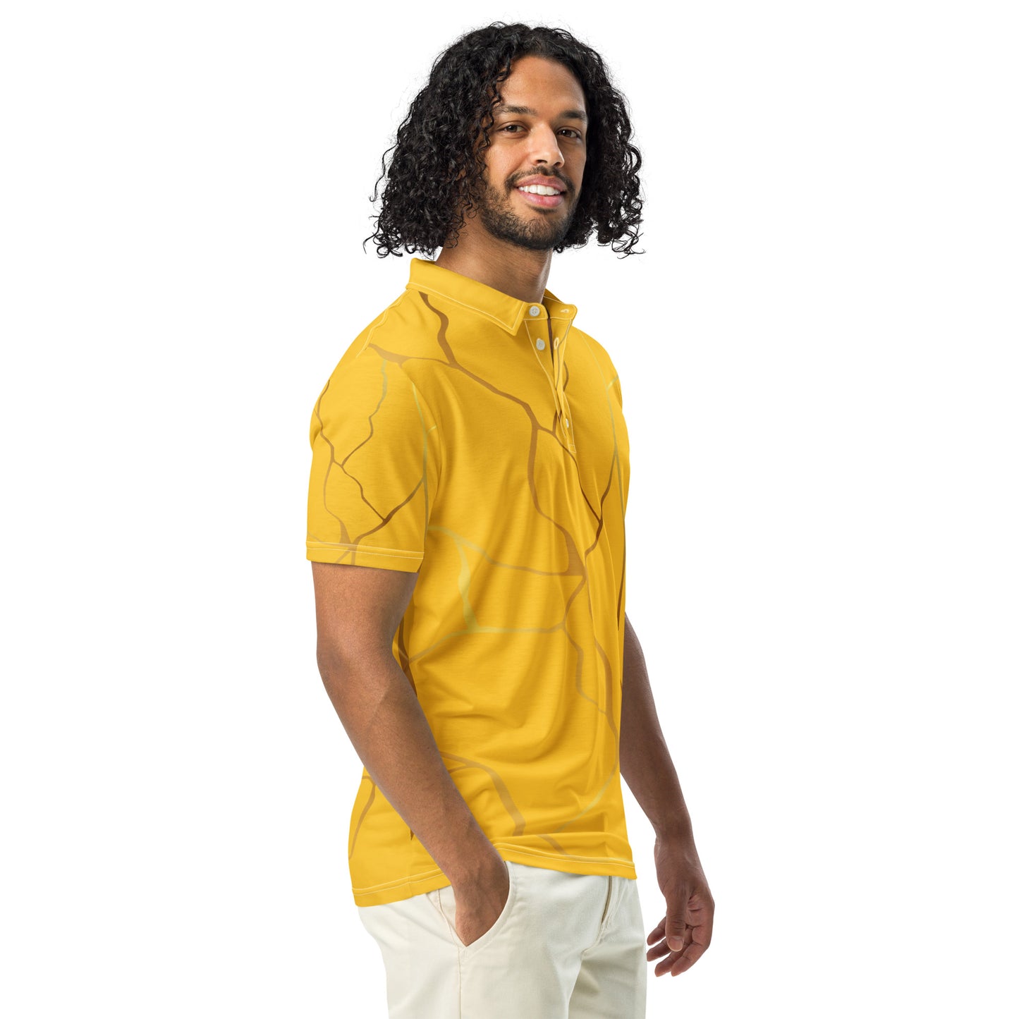 Tailliertes Herren-Poloshirt aus Prestige™-Filament in Gelb und Gold