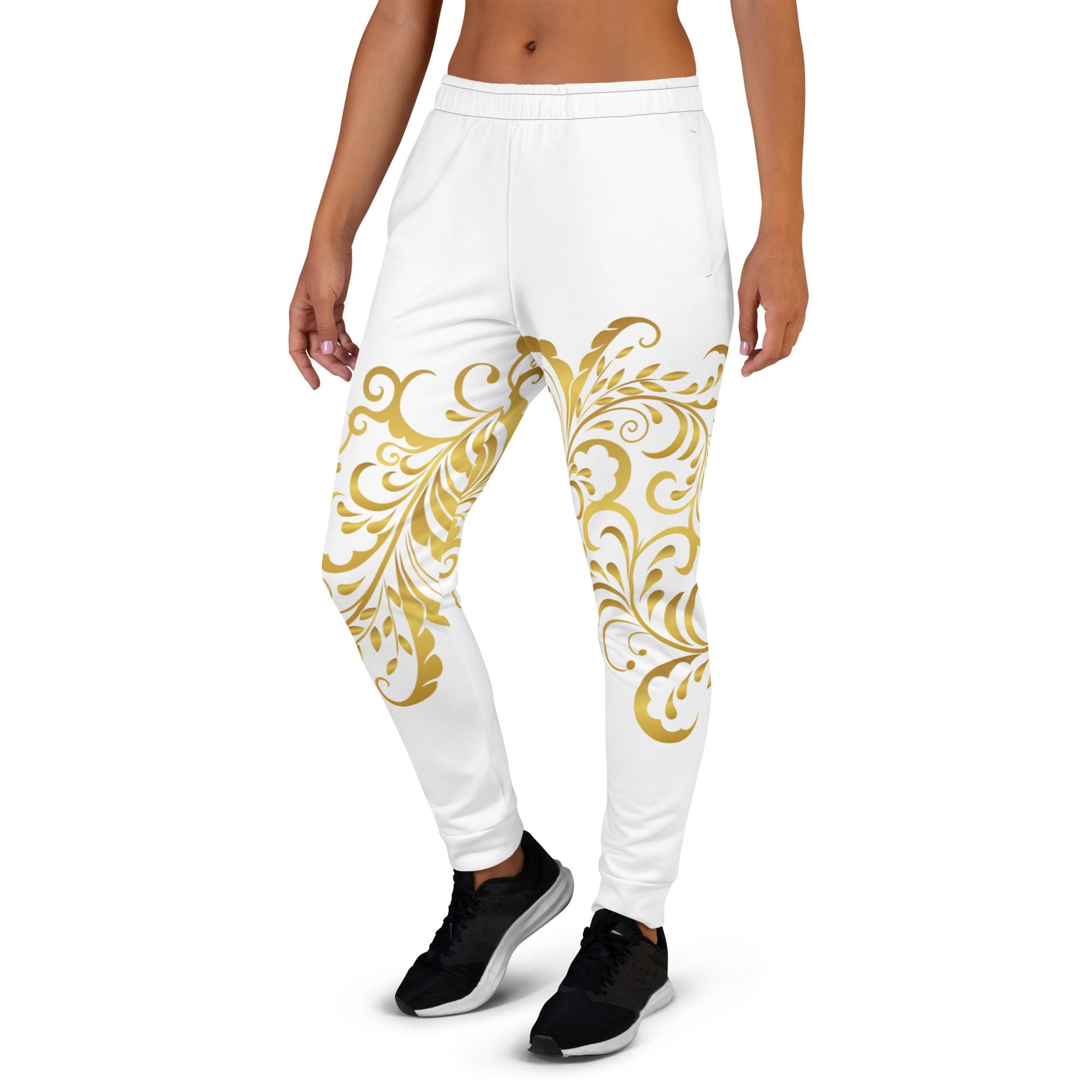 Pantalon de Jogging Prestige™ Blanc et Or Floraison Pour Femme - Prestige SXM