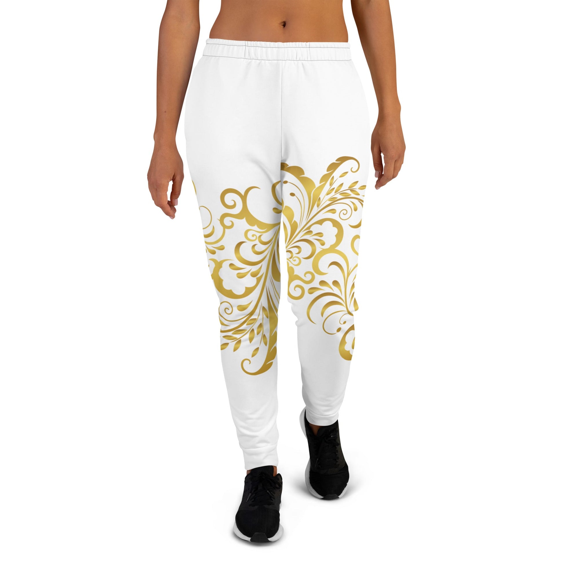 Pantalon de Jogging Prestige™ Blanc et Or Floraison Pour Femme - Prestige SXM