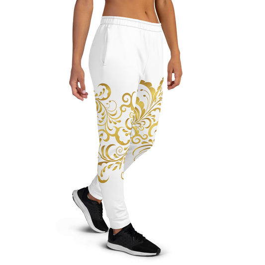 Pantalon de Jogging Prestige™ Blanc et Or Floraison Pour Femme - Prestige SXM