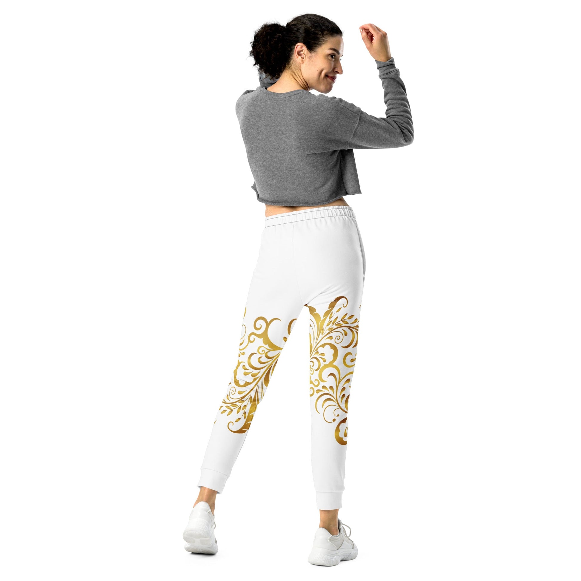 Pantalon de Jogging Prestige™ Blanc et Or Floraison Pour Femme - Prestige SXM