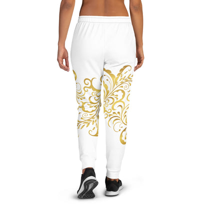 Pantalon de Jogging Prestige™ Blanc et Or Floraison Pour Femme - Prestige SXM