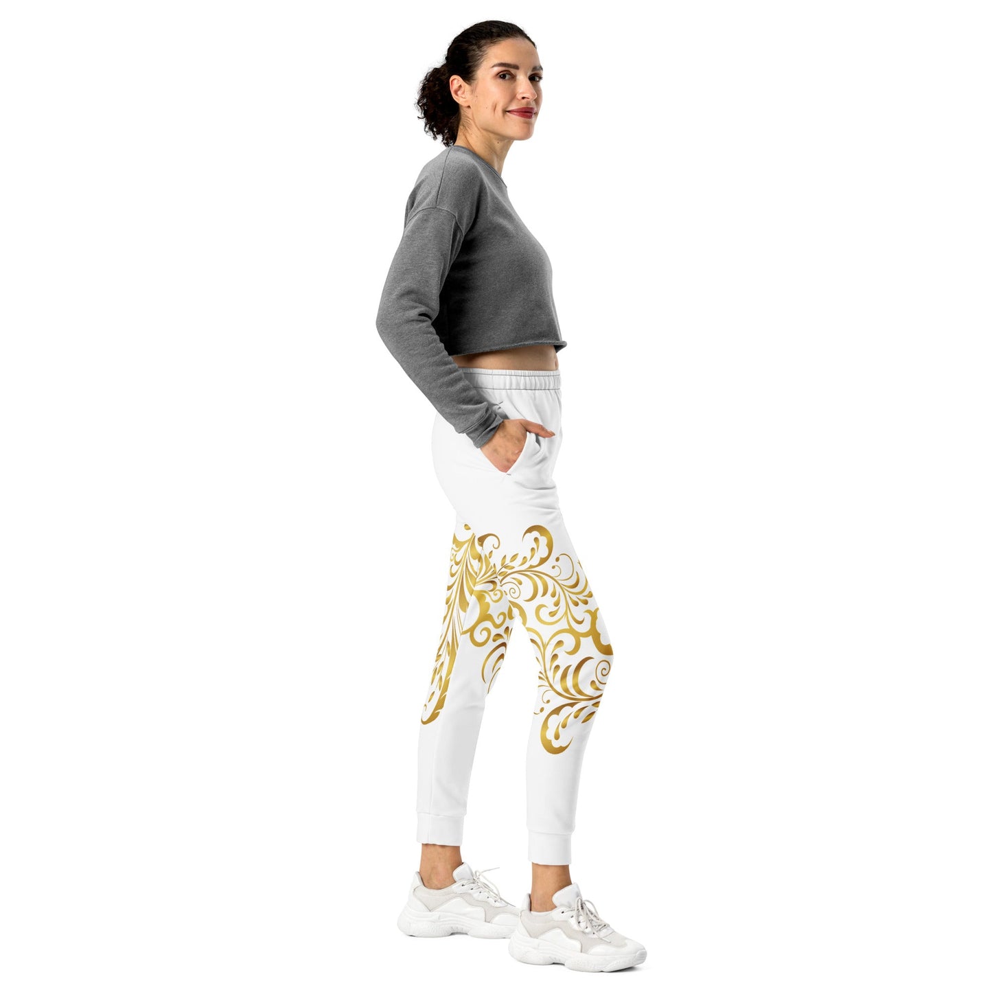 Pantalon de Jogging Prestige™ Blanc et Or Floraison Pour Femme - Prestige SXM