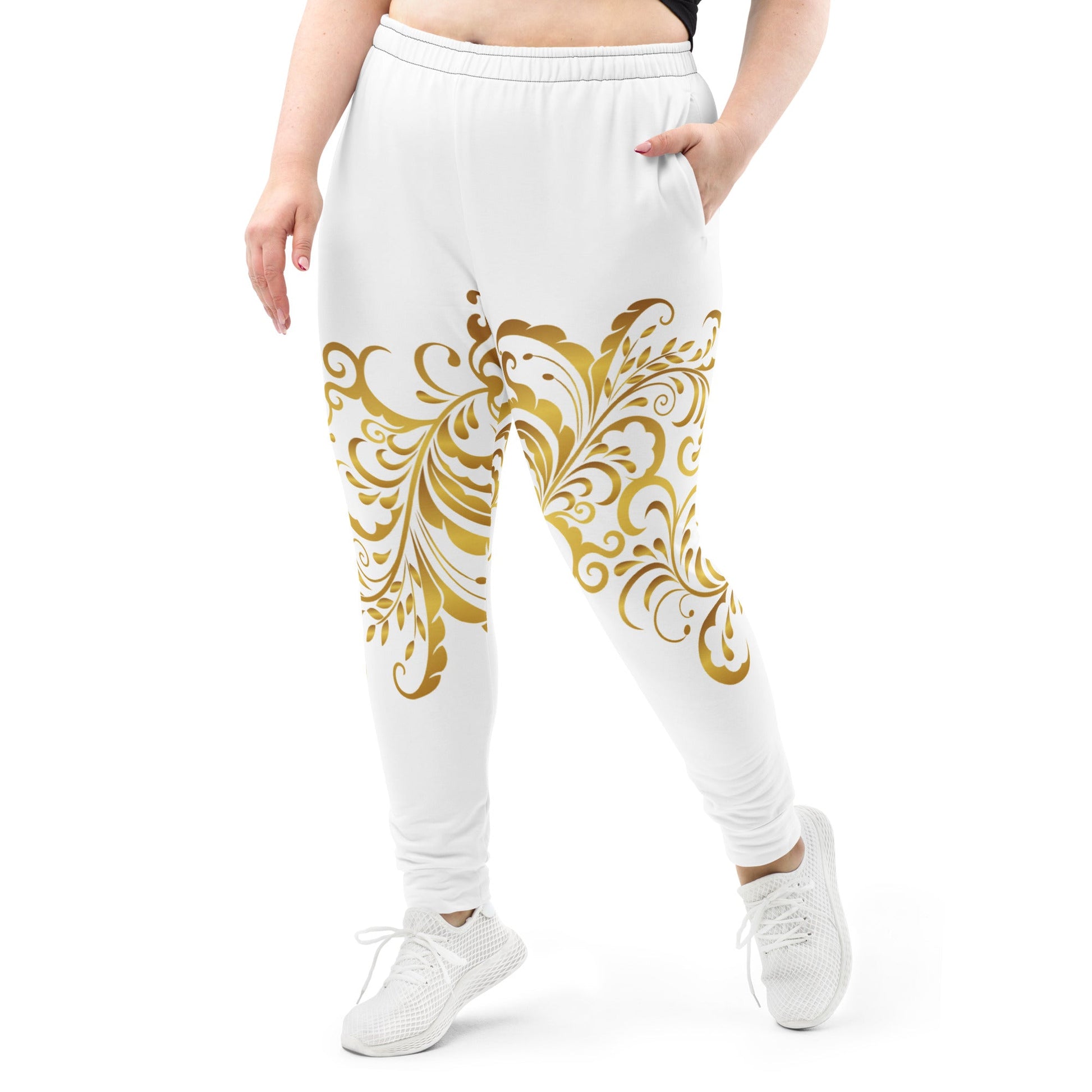 Pantalon de Jogging Prestige™ Blanc et Or Floraison Pour Femme - Prestige SXM