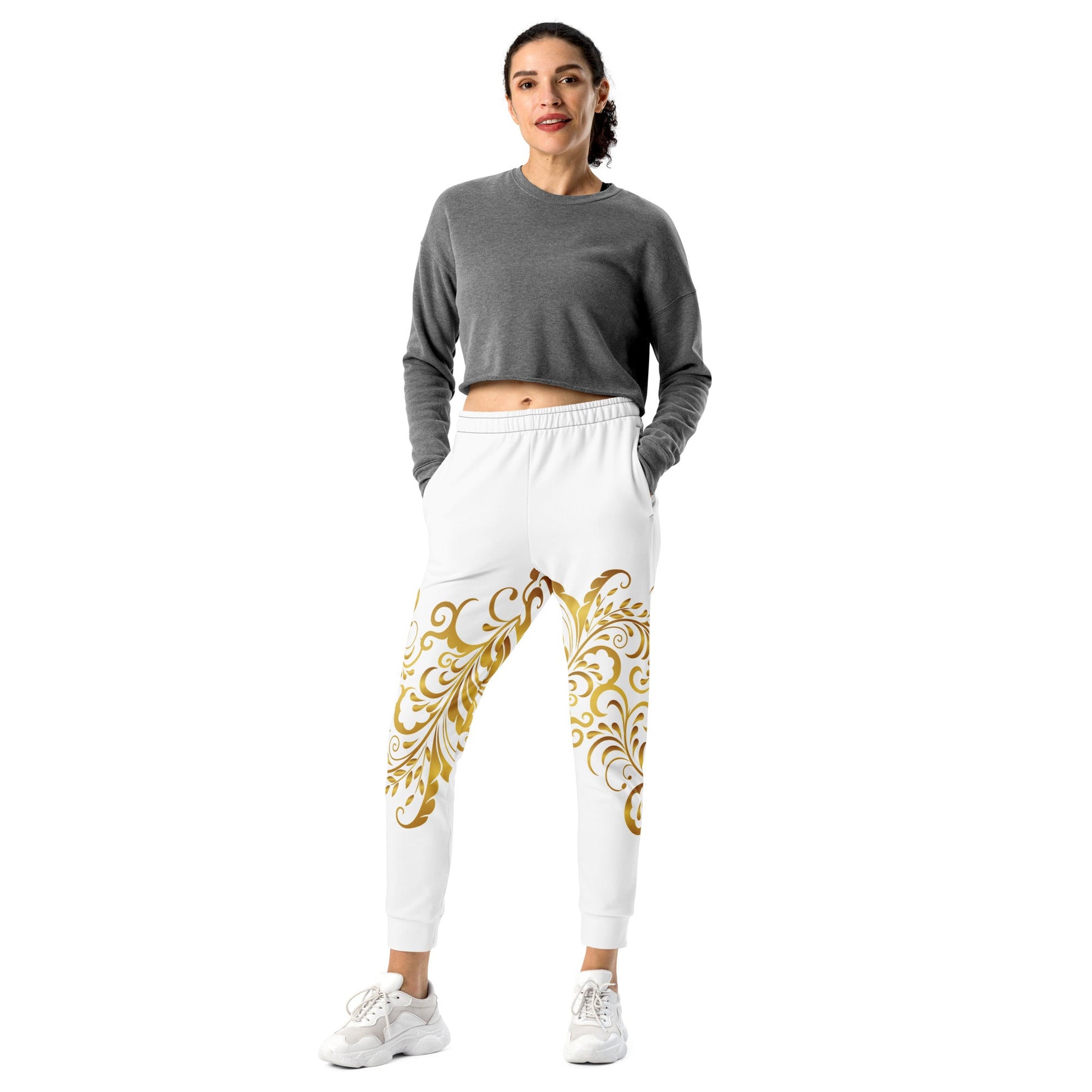 Pantalon de Jogging Prestige™ Blanc et Or Floraison Pour Femme - Prestige SXM