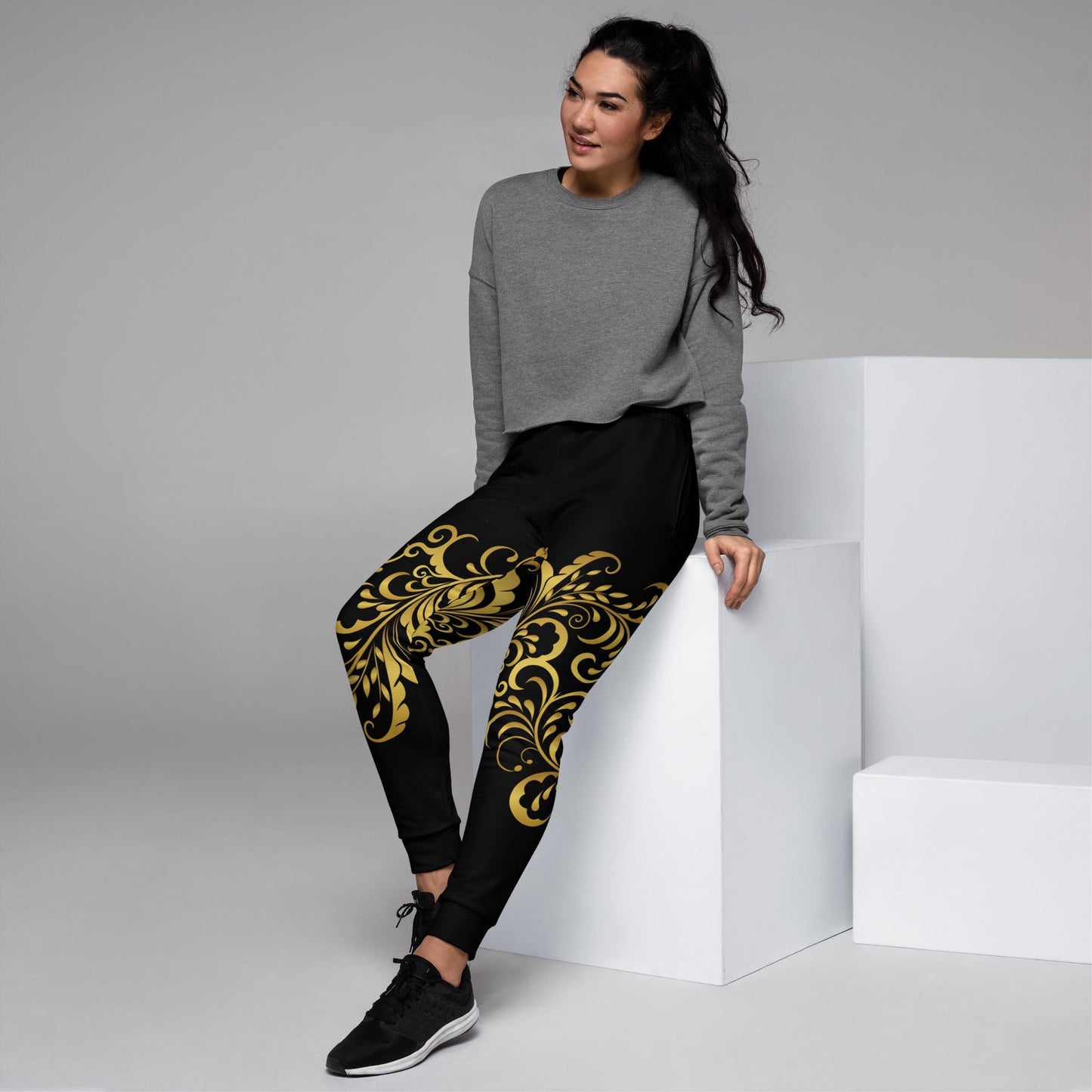 Pantalon de Jogging Prestige™ Noir et Or Floraison Pour Femme - Prestige SXM