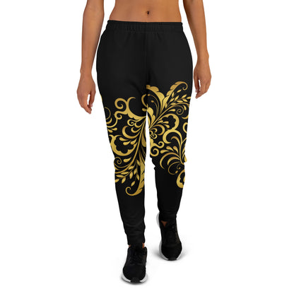 Pantalon de Jogging Prestige™ Noir et Or Floraison Pour Femme - Prestige SXM