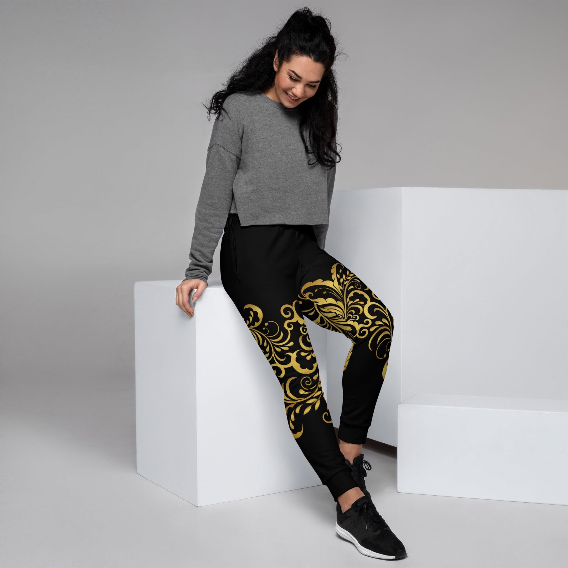 Pantalon de Jogging Prestige™ Noir et Or Floraison Pour Femme - Prestige SXM