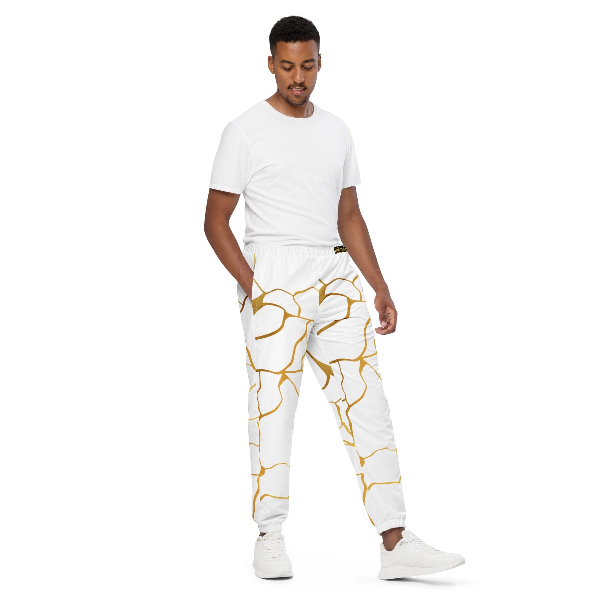 Pantalon de survêtement Prestige™ Unisexe Blanc et Or Filament - Prestige SXM