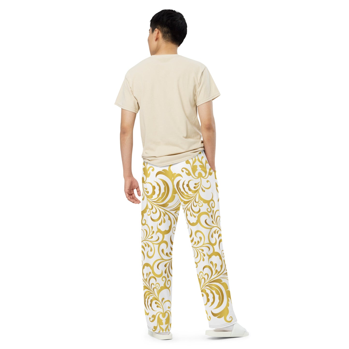 Pantalon large Prestige™ Blanc et Or Floraison Unisexe - Prestige SXM