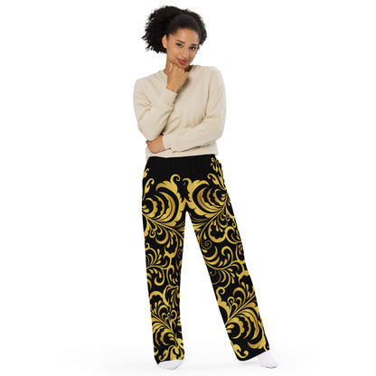 Pantalon large Prestige™ Noir et Or Floraison Unisexe - Prestige SXM