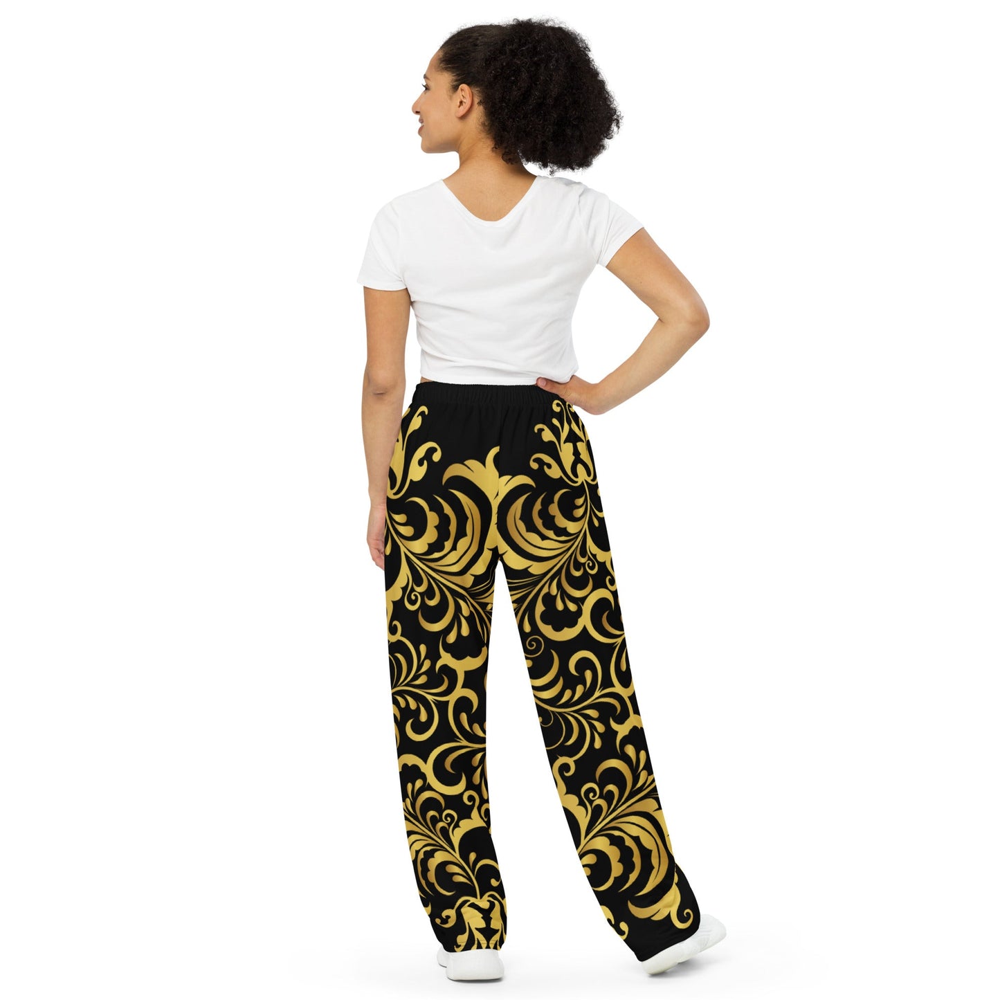 Pantalon large Prestige™ Noir et Or Floraison Unisexe - Prestige SXM