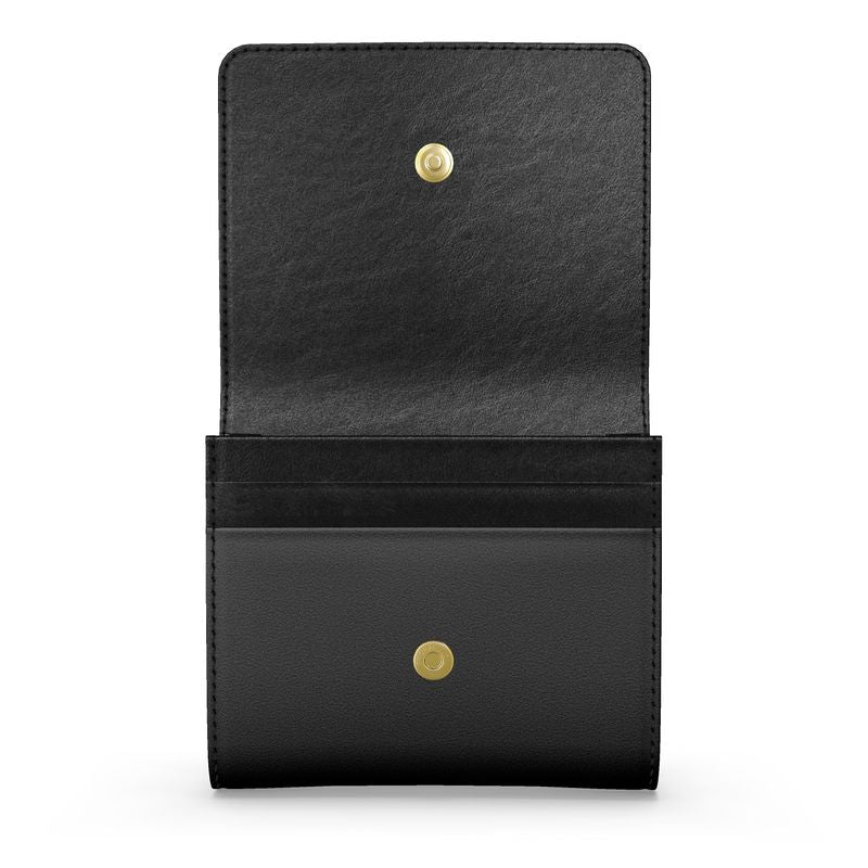 Petit porte - monnaie à rabat en Cuir Nappa Prestige™ Noir et Or Floraison - Prestige SXM