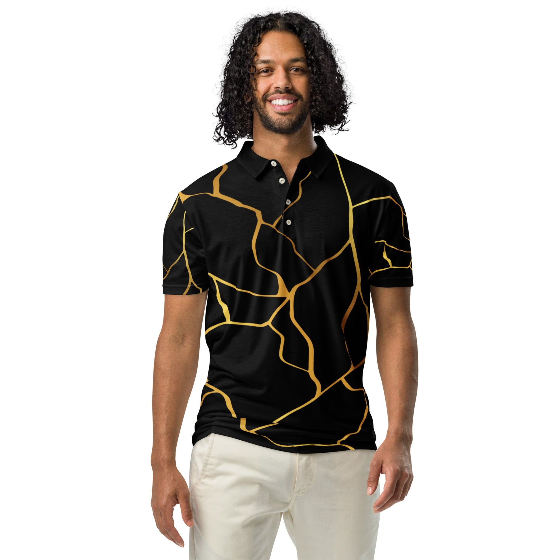 Polo cintré homme Prestige™ Noir et Or Filament - Prestige SXM