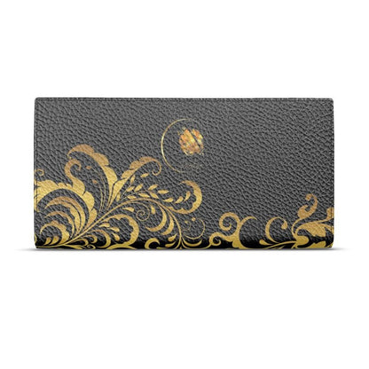 Portefeuille en Cuir Nappa femme Prestige™ Noir et Or Floraison - Prestige SXM