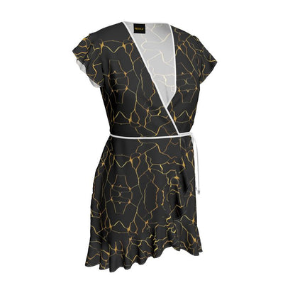 Robe à volants en tissu Haut de Gamme Prestige™ Noir et Or Filament - Prestige SXM