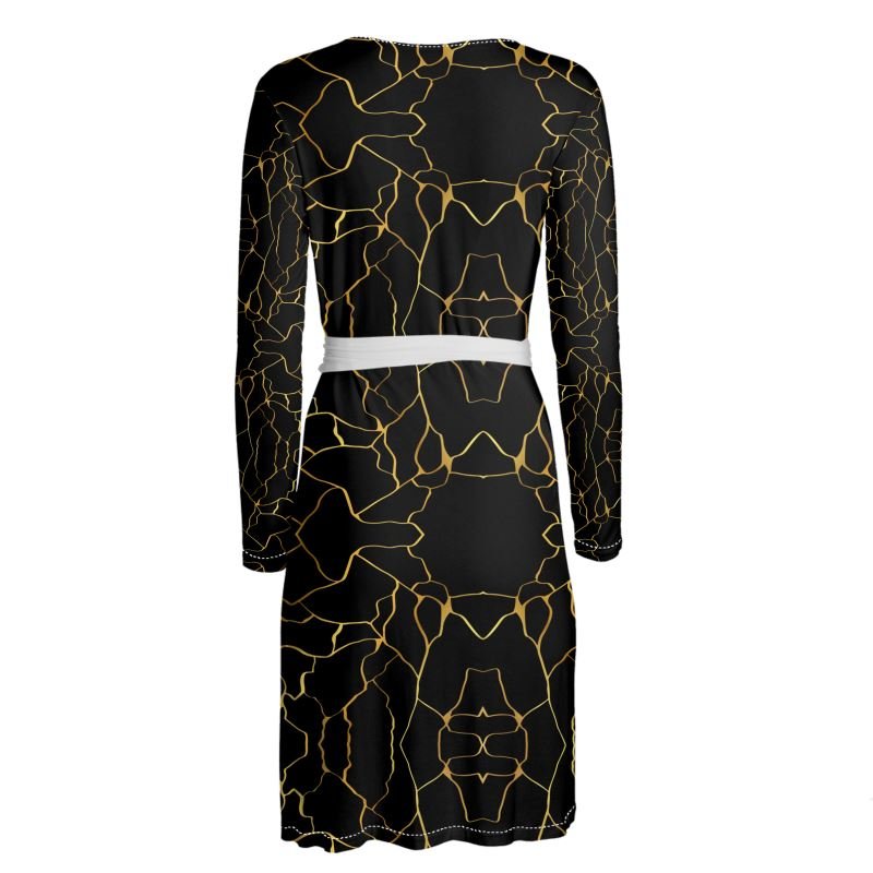 Robe portefeuille en Jersey Prestige™ Noir et Or Filament - Prestige SXM