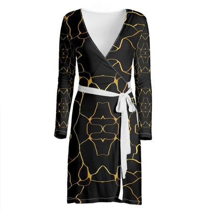 Robe portefeuille en Jersey Prestige™ Noir et Or Filament - Prestige SXM