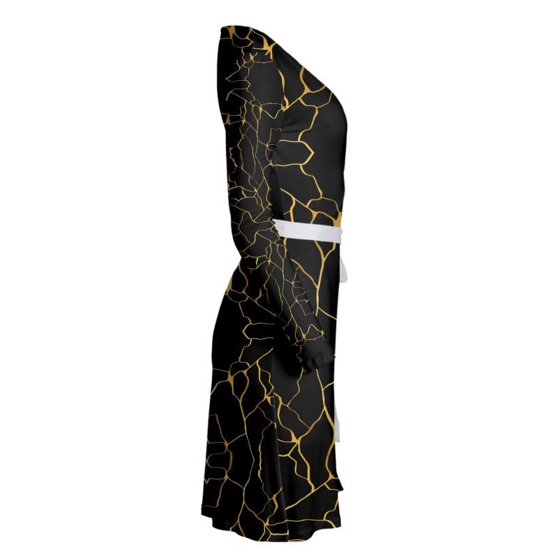 Robe portefeuille en Jersey Prestige™ Noir et Or Filament - Prestige SXM