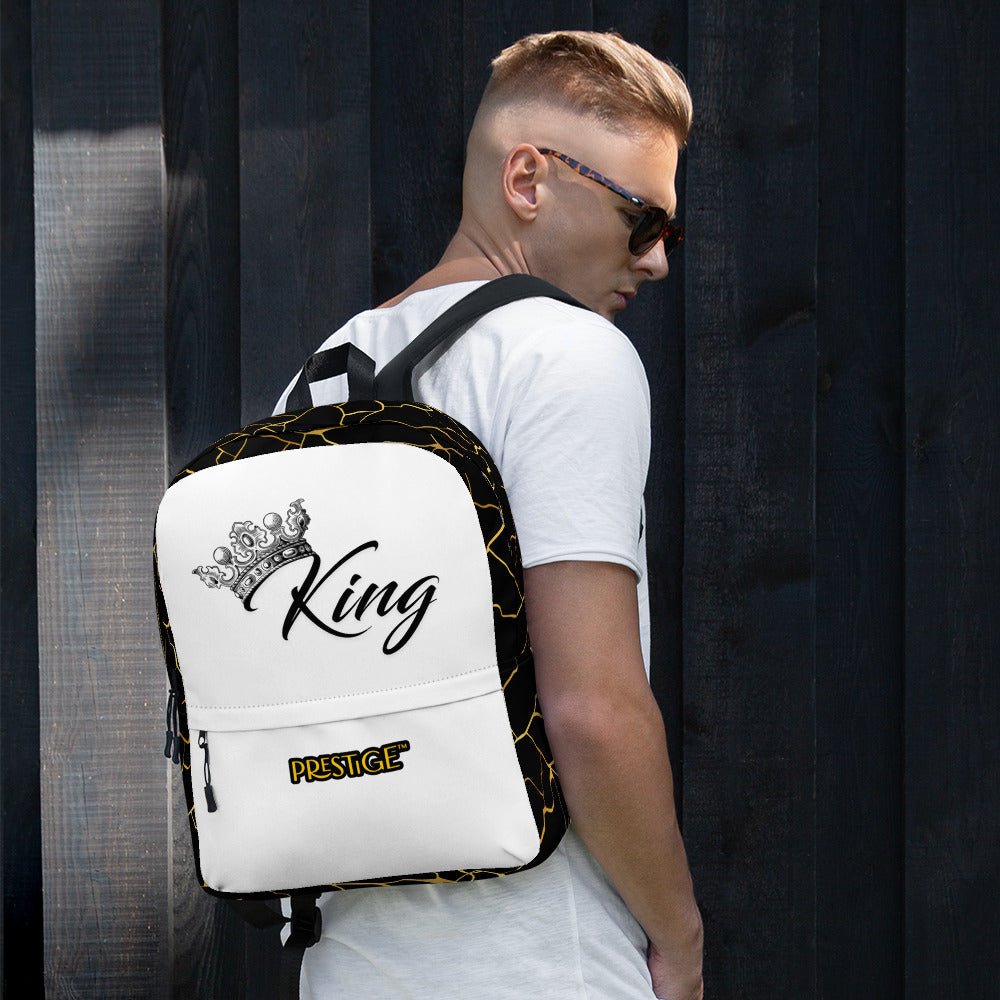 Sac à dos unisexe Prestige™ Noir et Blanc Filament d'Or "KING" - Prestige SXM