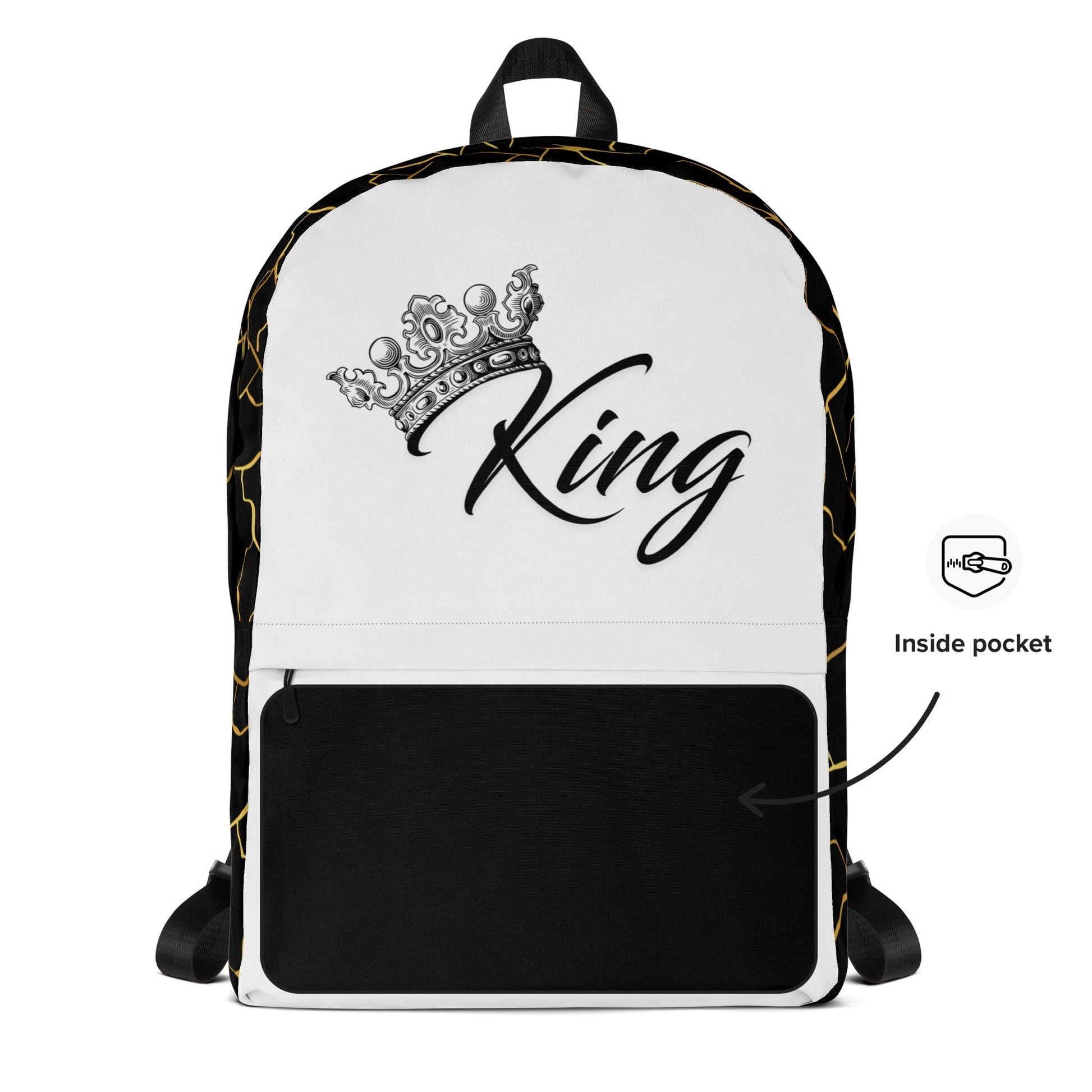 Sac à dos unisexe Prestige™ Noir et Blanc Filament d'Or "KING" - Prestige SXM