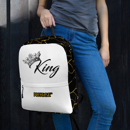 Sac à dos unisexe Prestige™ Noir et Blanc Filament d'Or "KING" - Prestige SXM