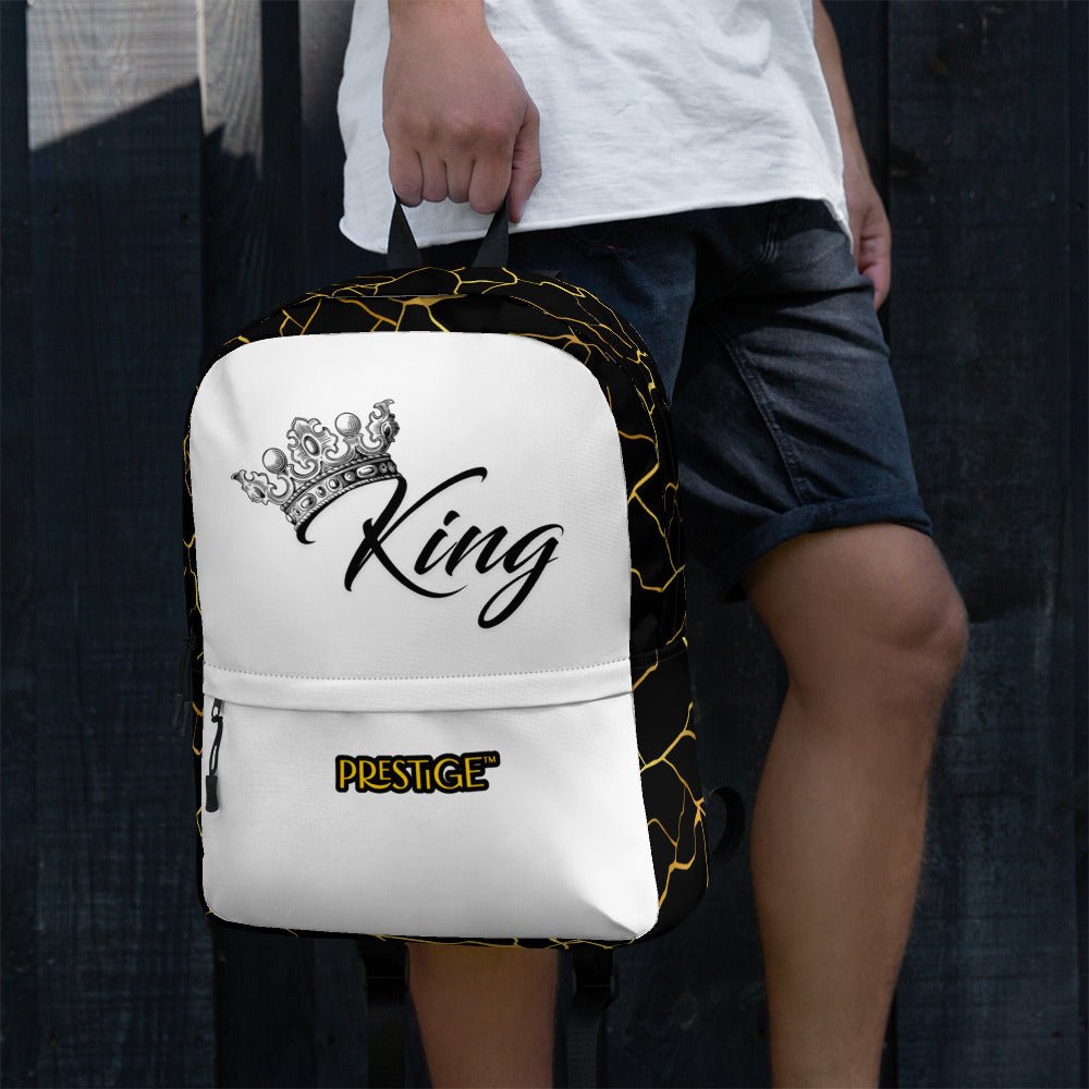 Sac à dos unisexe Prestige™ Noir et Blanc Filament d'Or "KING" - Prestige SXM