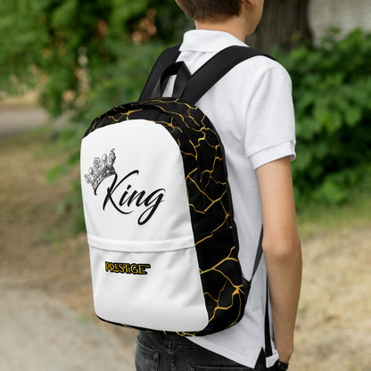 Sac à dos unisexe Prestige™ Noir et Blanc Filament d'Or "KING" - Prestige SXM