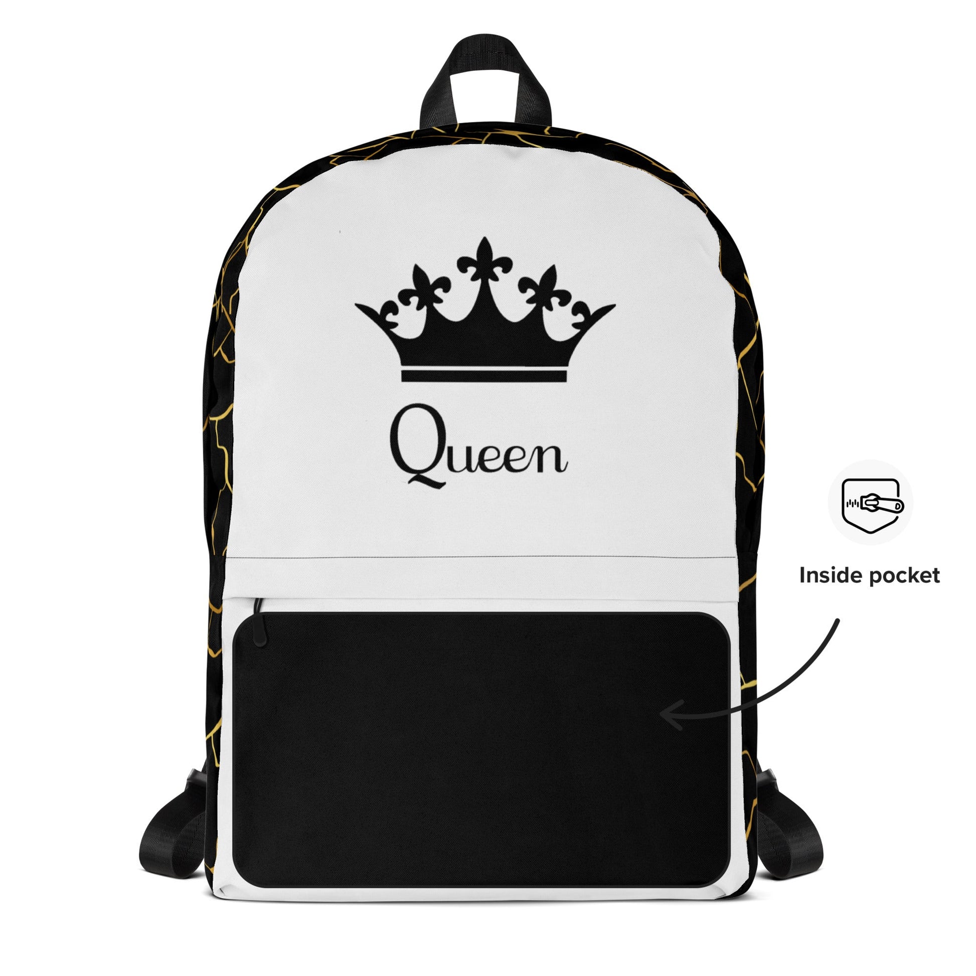 Sac à dos unisexe Prestige™ Noir et Blanc Filament d'Or "QUEEN" - Prestige SXM