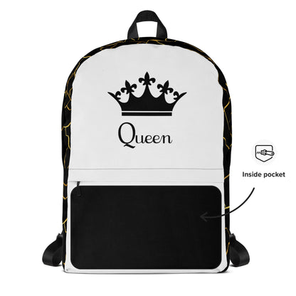 Sac à dos unisexe Prestige™ Noir et Blanc Filament d'Or "QUEEN" - Prestige SXM