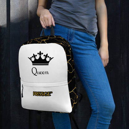 Sac à dos unisexe Prestige™ Noir et Blanc Filament d'Or "QUEEN" - Prestige SXM