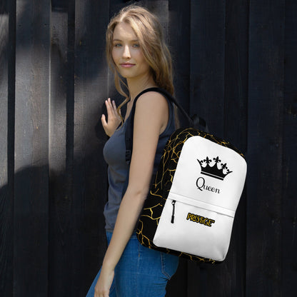 Sac à dos unisexe Prestige™ Noir et Blanc Filament d'Or "QUEEN" - Prestige SXM