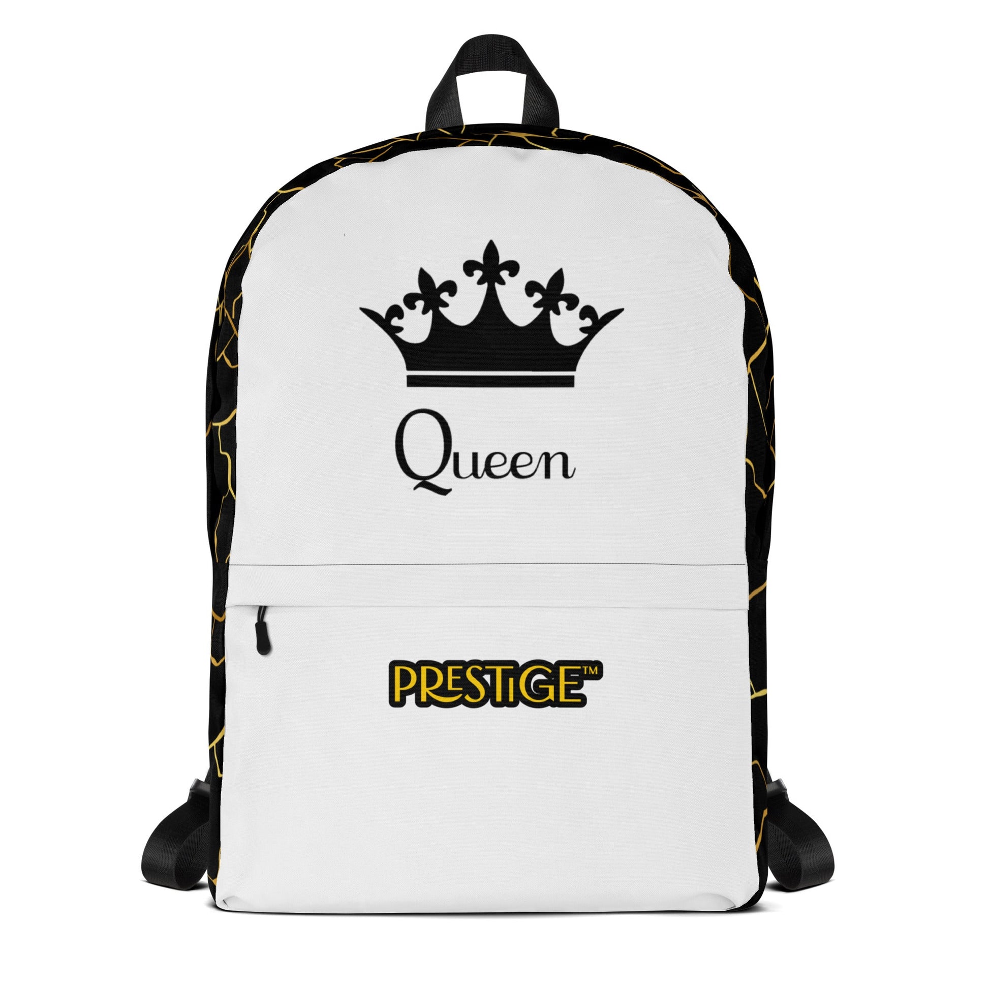 Sac à dos unisexe Prestige™ Noir et Blanc Filament d'Or "QUEEN" - Prestige SXM