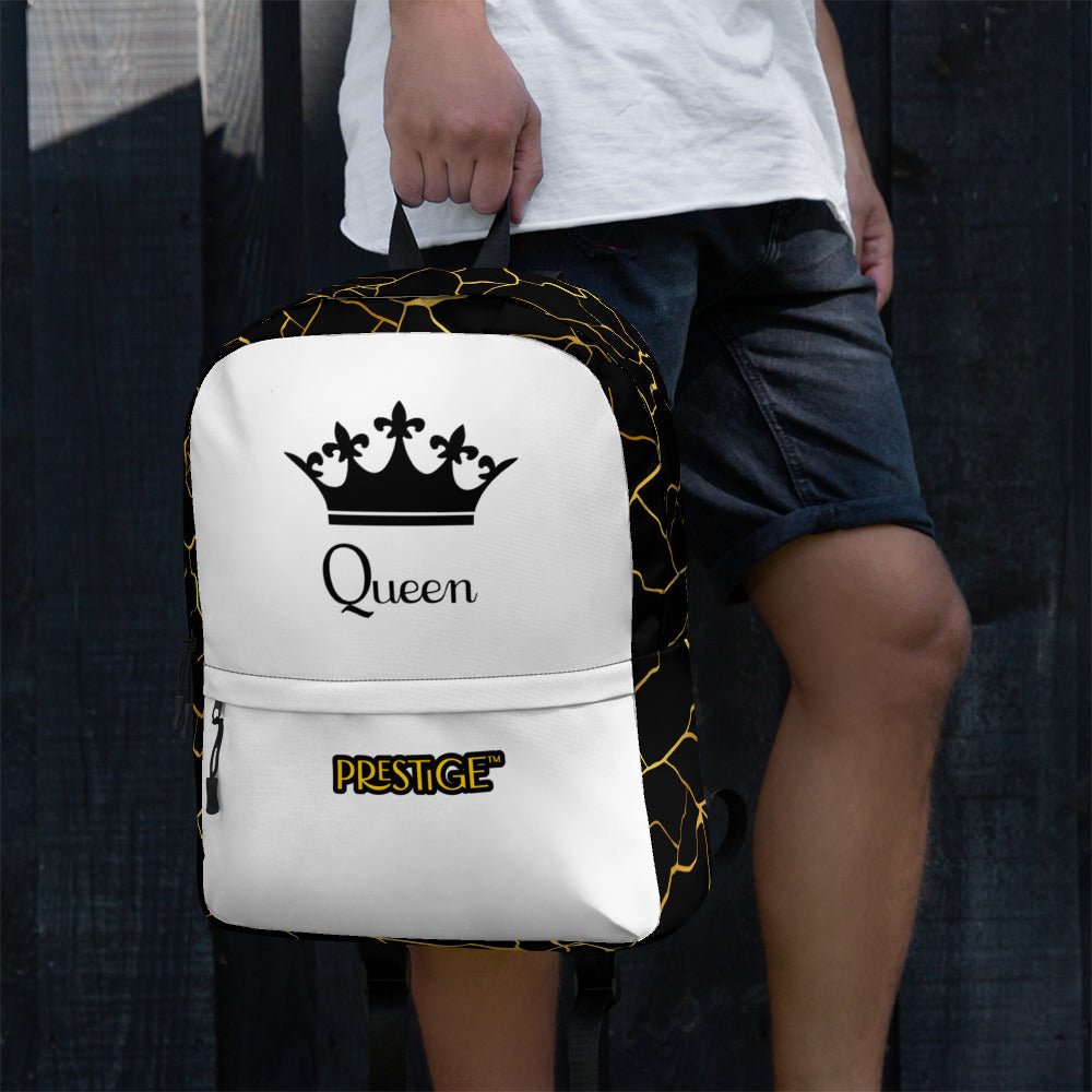 Sac à dos unisexe Prestige™ Noir et Blanc Filament d'Or "QUEEN" - Prestige SXM