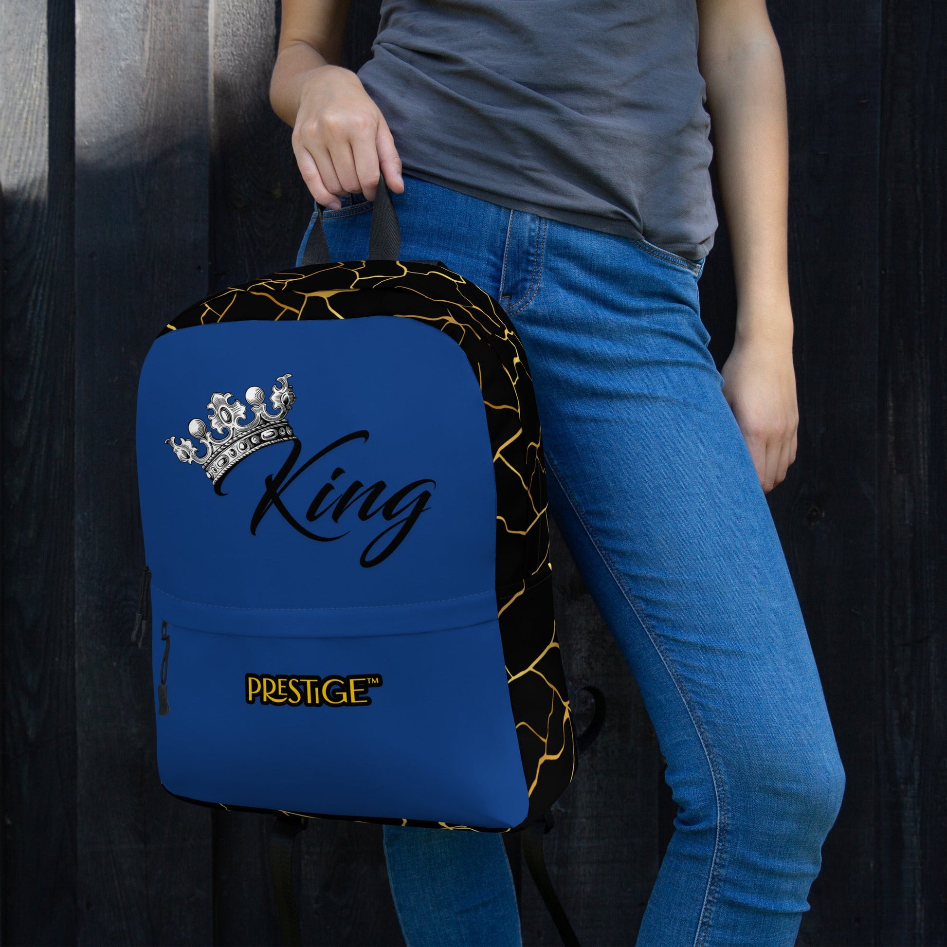 Sac à dos unisexe Prestige™ Noir et Navy Filament d'Or "KING" - Prestige SXM