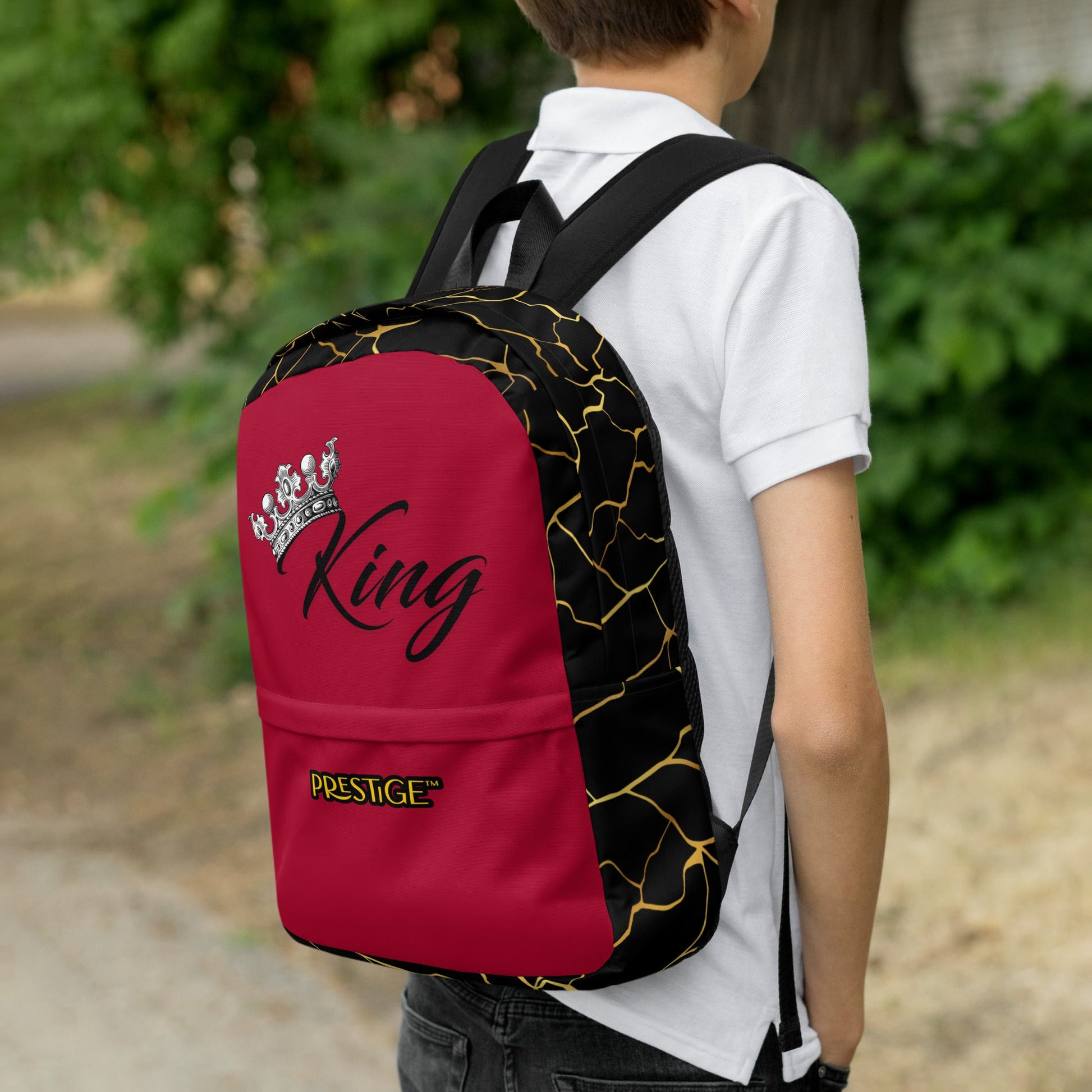 Sac à dos unisexe Prestige™ Noir et Vin Filament d'Or "KING" - Prestige SXM