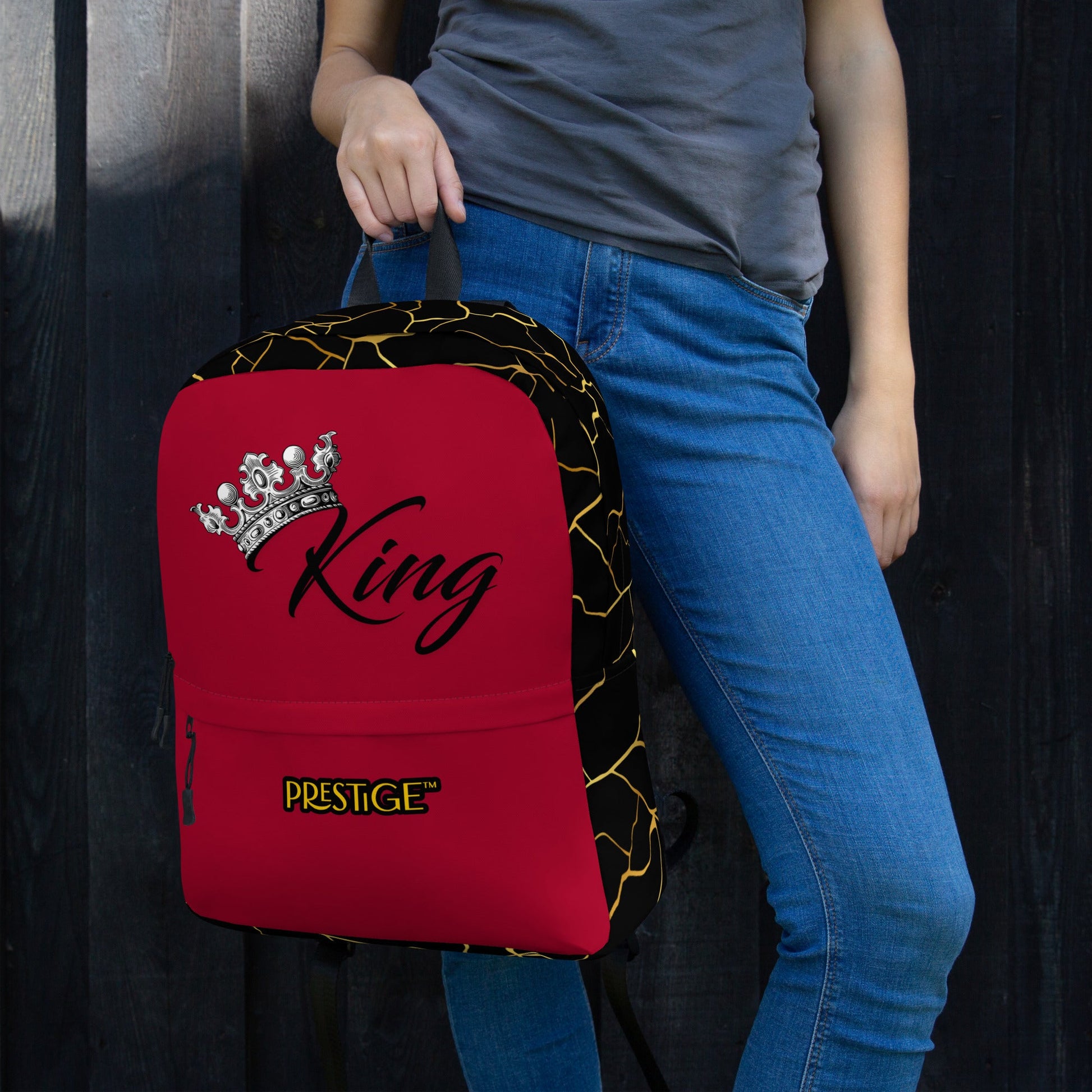 Sac à dos unisexe Prestige™ Noir et Vin Filament d'Or "KING" - Prestige SXM