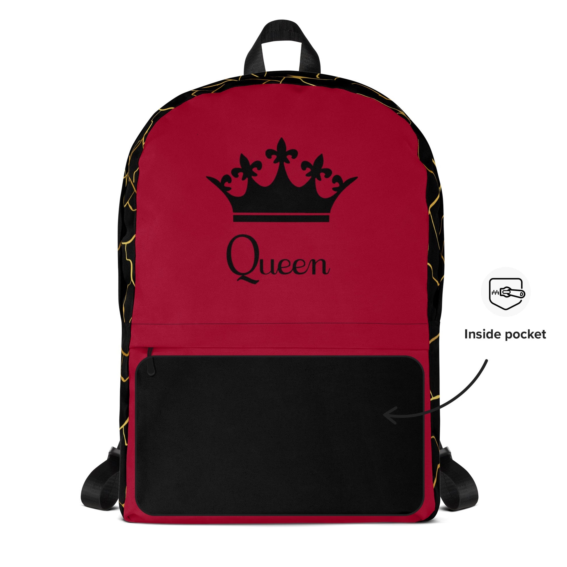 Sac à dos unisexe Prestige™ Noir et Vin Filament d'Or "QUEEN" - Prestige SXM