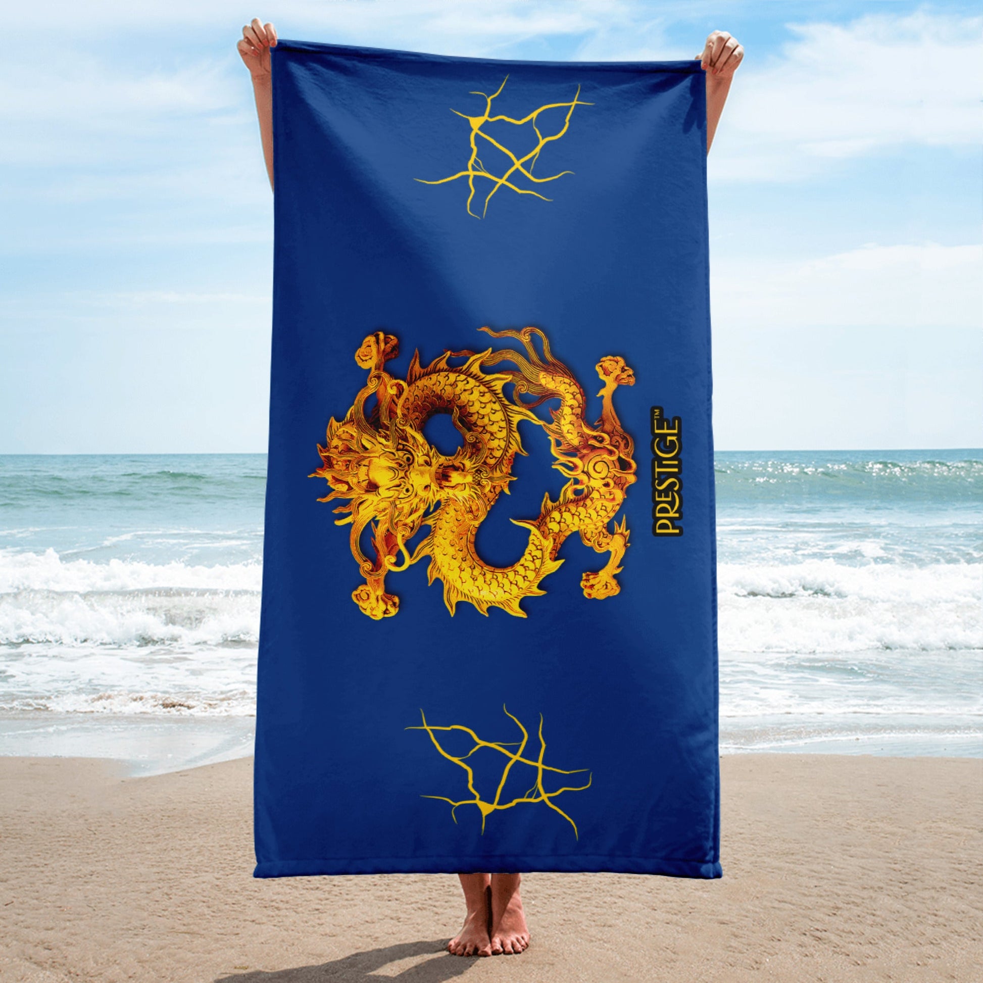 Serviette Prestige™ Bleu Royal et Or Dragon - Prestige SXM