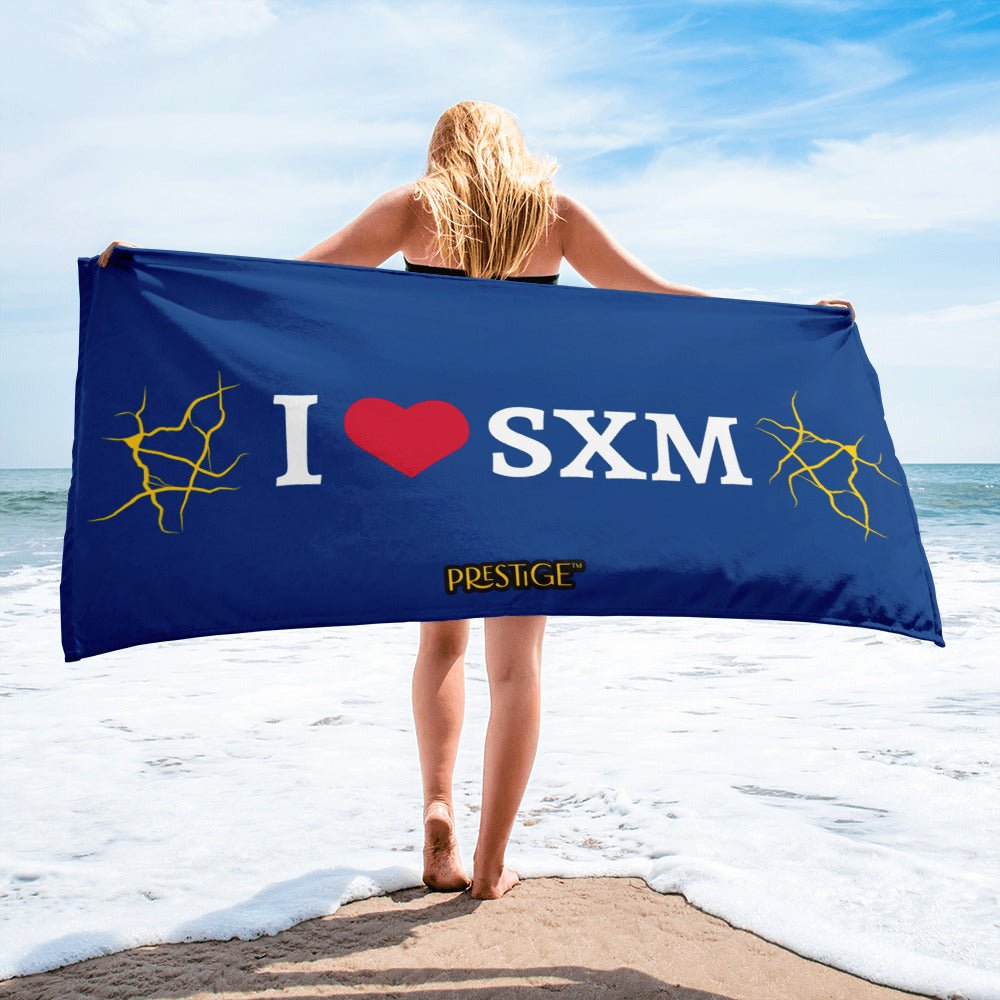 Serviette Prestige™ LOVE SXM Bleu et Or - Prestige SXM