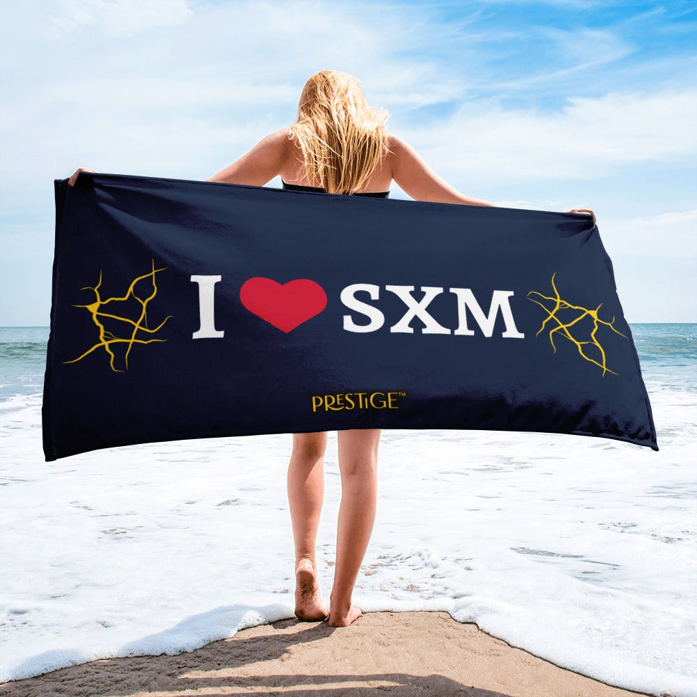 Serviette Prestige™ LOVE SXM Bleu Marine et Or - Prestige SXM