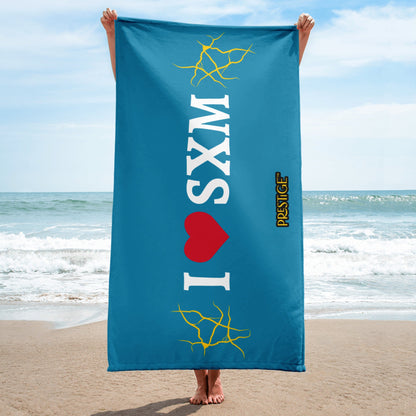 Serviette Prestige™ LOVE SXM Bleu Pélorique et Or - Prestige SXM