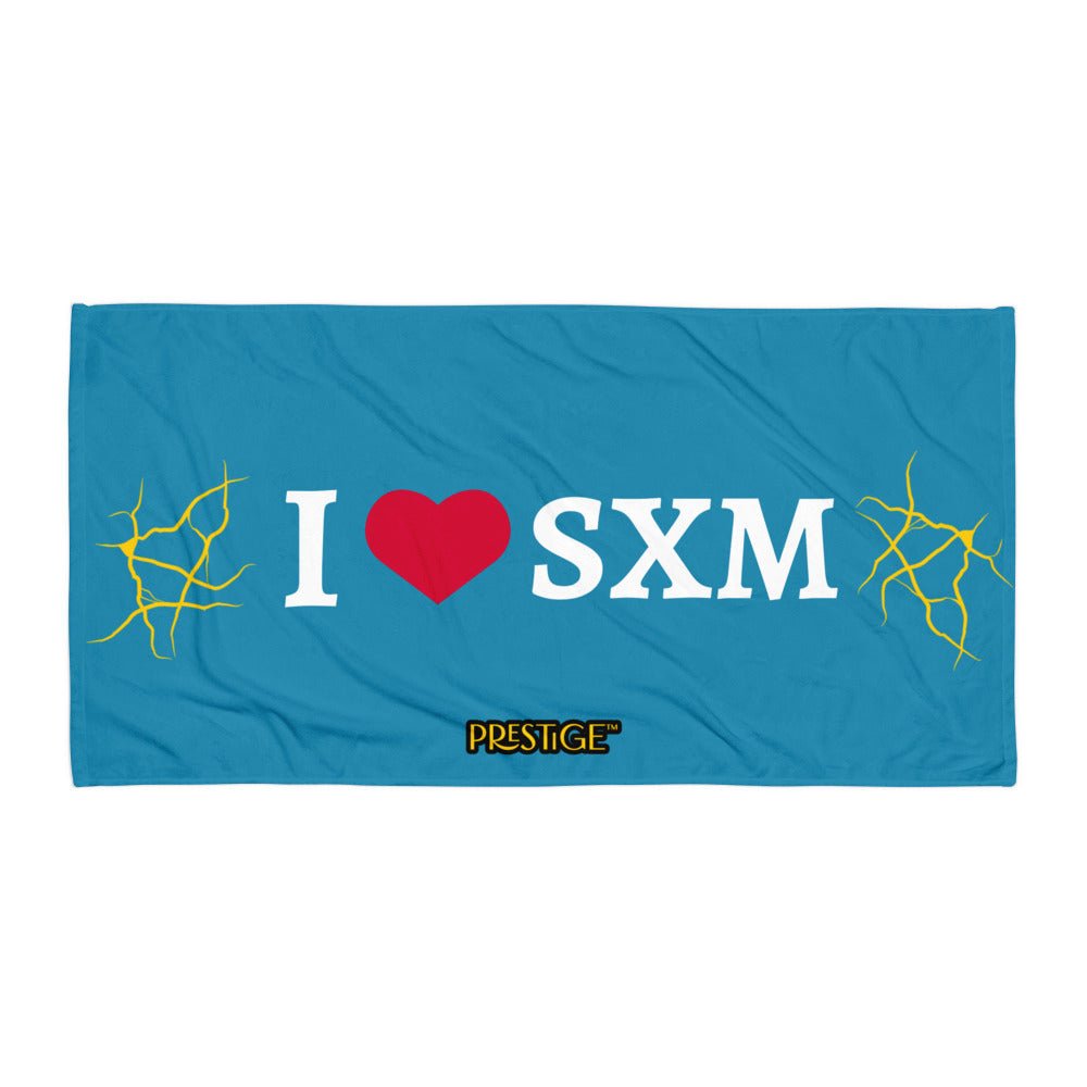 Serviette Prestige™ LOVE SXM Bleu Pélorique et Or - Prestige SXM