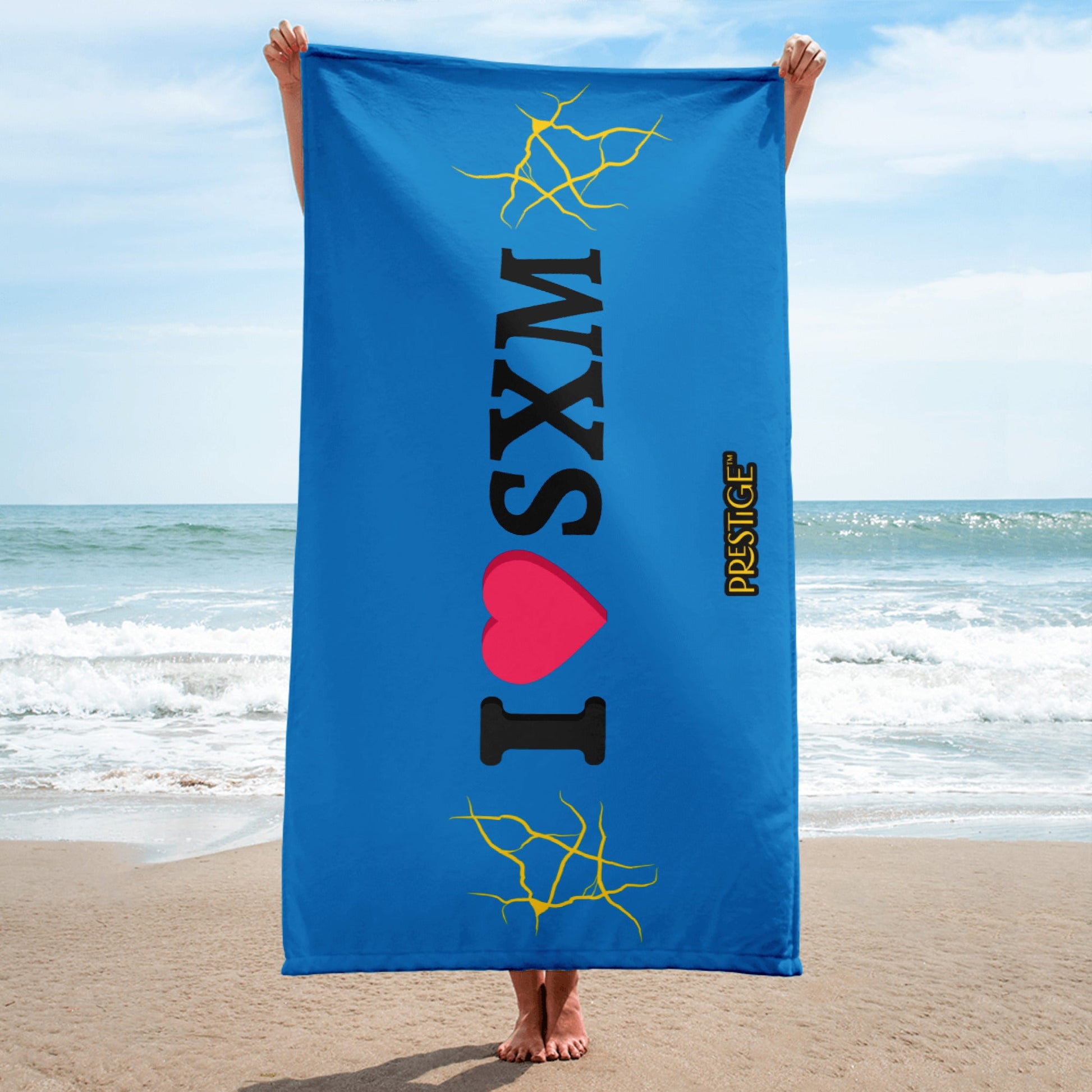 Serviette Prestige™ LOVE SXM Bleu Royal et Or - Prestige SXM