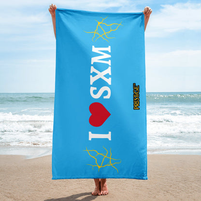 Serviette Prestige™ LOVE SXM Bleu Turquoise et Or - Prestige SXM